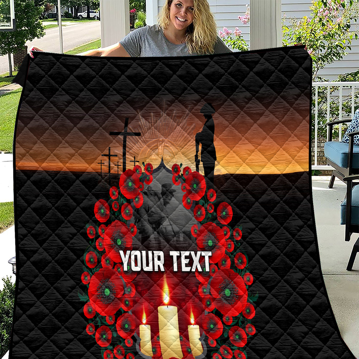 Custom New Zealand and Australia ANZAC Day Quilt Gallipoli and Canlelight Lest We Forget LT03 Black - Polynesian Pride