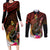 Papua New Guinea Bird-of-Paradise Couples Matching Long Sleeve Bodycon Dress and Long Sleeve Button Shirt Hibiscus and Kundu Drum Tribal Pattern LT03 Yellow - Polynesian Pride