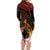 Papua New Guinea Bird-of-Paradise Family Matching Long Sleeve Bodycon Dress and Hawaiian Shirt Hibiscus and Kundu Drum Tribal Pattern LT03 - Polynesian Pride