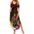 Papua New Guinea Bird-of-Paradise Family Matching Summer Maxi Dress and Hawaiian Shirt Hibiscus and Kundu Drum Tribal Pattern LT03 Mom's Dress Yellow - Polynesian Pride