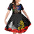 New Zealand and Australia ANZAC Day Family Matching Off The Shoulder Long Sleeve Dress and Hawaiian Shirt National Flag mix Kiwi Bird and Kangaroo Soldier Style LT03 Daughter's Dress Black - Polynesian Pride