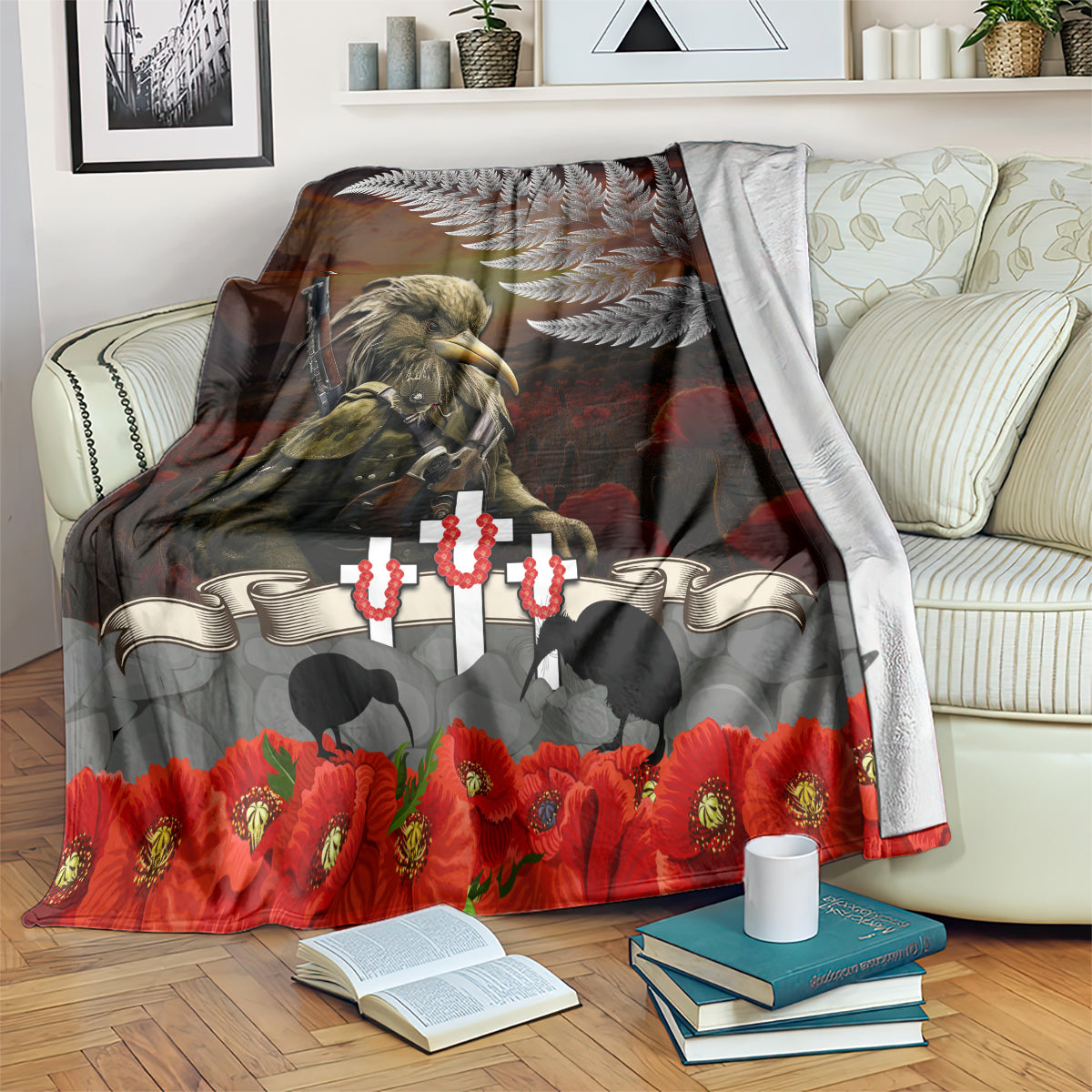 New Zealand ANZAC Day Blanket The Ode of Remembrance and Silver Fern LT03 Black - Polynesian Pride