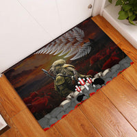 New Zealand ANZAC Day Rubber Doormat The Ode of Remembrance and Silver Fern LT03 Black - Polynesian Pride