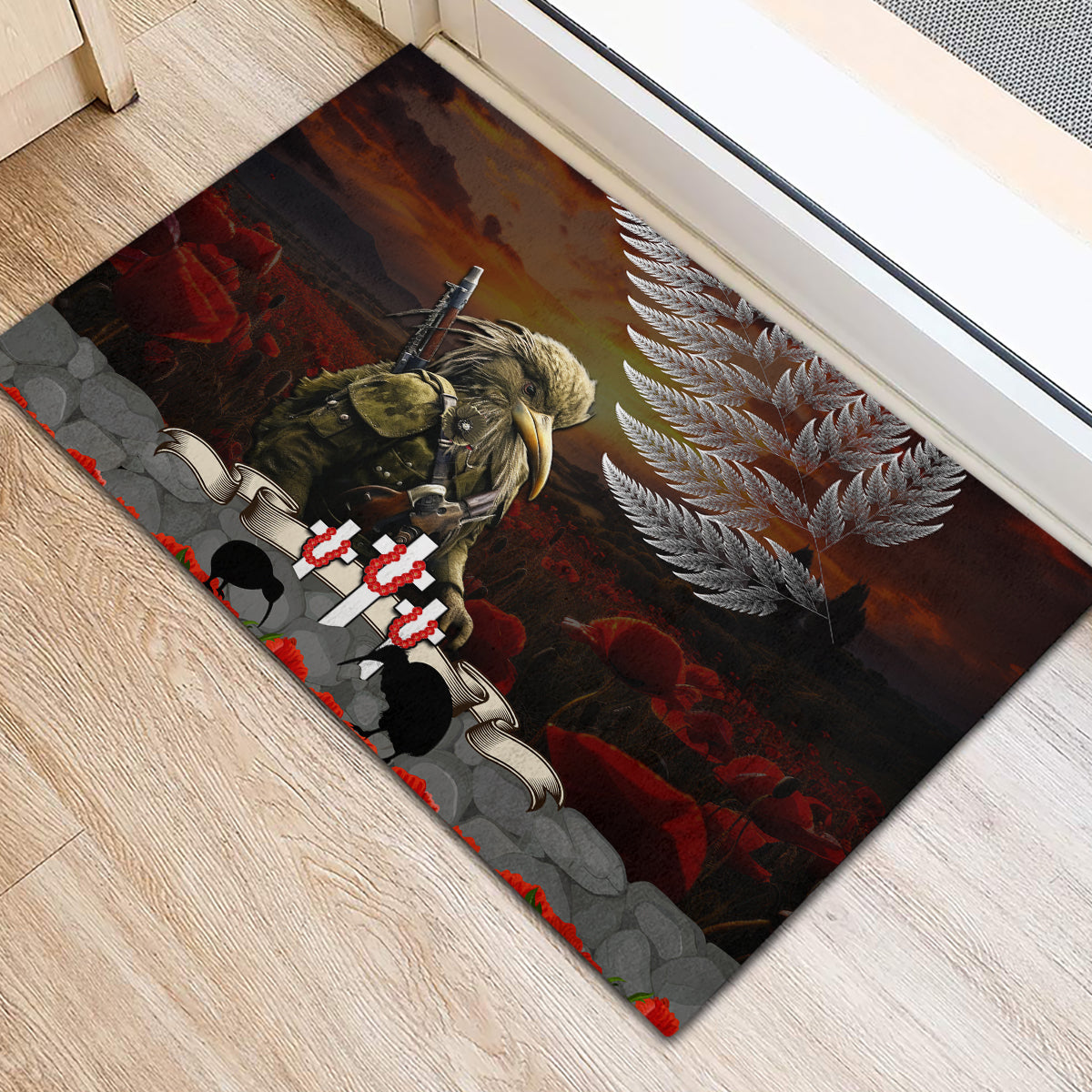 New Zealand ANZAC Day Rubber Doormat The Ode of Remembrance and Silver Fern LT03 - Polynesian Pride