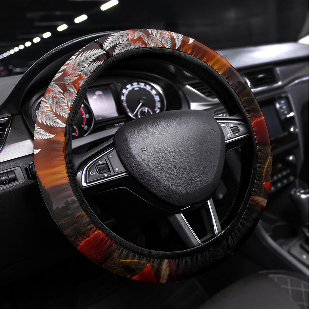 New Zealand ANZAC Day Steering Wheel Cover The Ode of Remembrance and Silver Fern