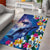 Hawaiian Lei Day Plumeria Humpback Whales Area Rug Polynesian Art Vibrant Starry Nebula Style