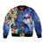 Hawaiian Lei Day Plumeria Humpback Whales Bomber Jacket Polynesian Art Vibrant Starry Nebula Style