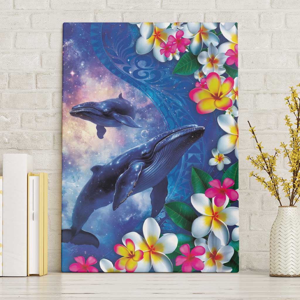 Hawaiian Lei Day Plumeria Humpback Whales Canvas Wall Art Polynesian Art Vibrant Starry Nebula Style LT03 Without Frame Art - Polynesian Pride