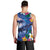 Hawaiian Lei Day Plumeria Humpback Whales Men Tank Top Polynesian Art Vibrant Starry Nebula Style