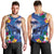 Hawaiian Lei Day Plumeria Humpback Whales Men Tank Top Polynesian Art Vibrant Starry Nebula Style