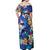 Hawaiian Lei Day Plumeria Humpback Whales Off Shoulder Maxi Dress Polynesian Art Vibrant Starry Nebula Style