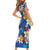 Hawaiian Lei Day Plumeria Humpback Whales Short Sleeve Bodycon Dress Polynesian Art Vibrant Starry Nebula Style