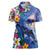 Hawaiian Lei Day Plumeria Humpback Whales Women Polo Shirt Polynesian Art Vibrant Starry Nebula Style