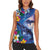 Hawaiian Lei Day Plumeria Humpback Whales Women Sleeveless Polo Shirt Polynesian Art Vibrant Starry Nebula Style