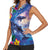 Hawaiian Lei Day Plumeria Humpback Whales Women Sleeveless Polo Shirt Polynesian Art Vibrant Starry Nebula Style