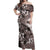 Hawaiian Lei Day Plumeria Humpback Whales Off Shoulder Maxi Dress Polynesian Art Vibrant Starry Nebula Grayscale Style