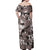 Hawaiian Lei Day Plumeria Humpback Whales Off Shoulder Maxi Dress Polynesian Art Vibrant Starry Nebula Grayscale Style