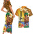 Happy Lei Day Couples Matching Short Sleeve Bodycon Dress and Hawaiian Shirt Hula Male Dancer Polynesian Flower Kakau Pattern