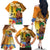 Happy Lei Day Family Matching Off The Shoulder Long Sleeve Dress and Hawaiian Shirt Hula Male Dancer Polynesian Flower Kakau Pattern