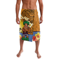 Happy Lei Day Lavalava Hula Male Dancer Polynesian Flower Kakau Pattern LT03 Yellow - Polynesian Pride