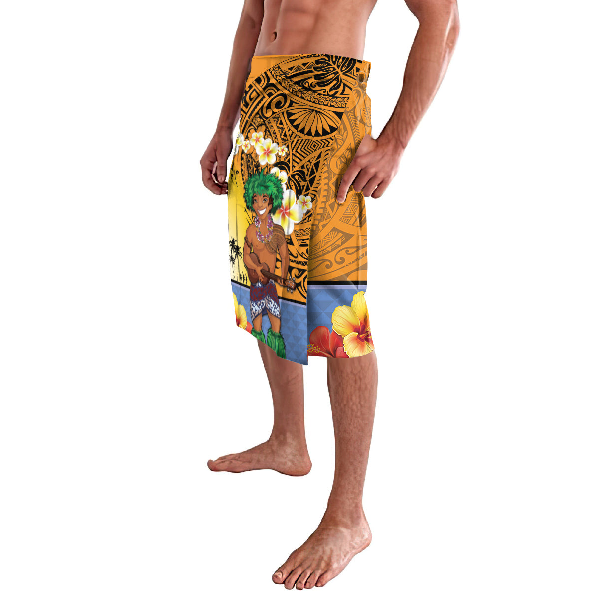 Happy Lei Day Lavalava Hula Male Dancer Polynesian Flower Kakau Pattern LT03 - Polynesian Pride