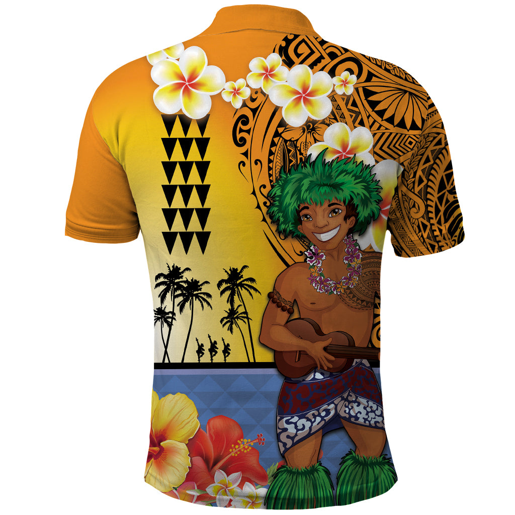 Happy Lei Day Polo Shirt Hula Male Dancer Polynesian Flower Kakau Pattern LT03 - Polynesian Pride