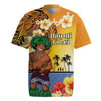 Happy Lei Day Rugby Jersey Hula Male Dancer Polynesian Flower Kakau Pattern LT03 Yellow - Polynesian Pride