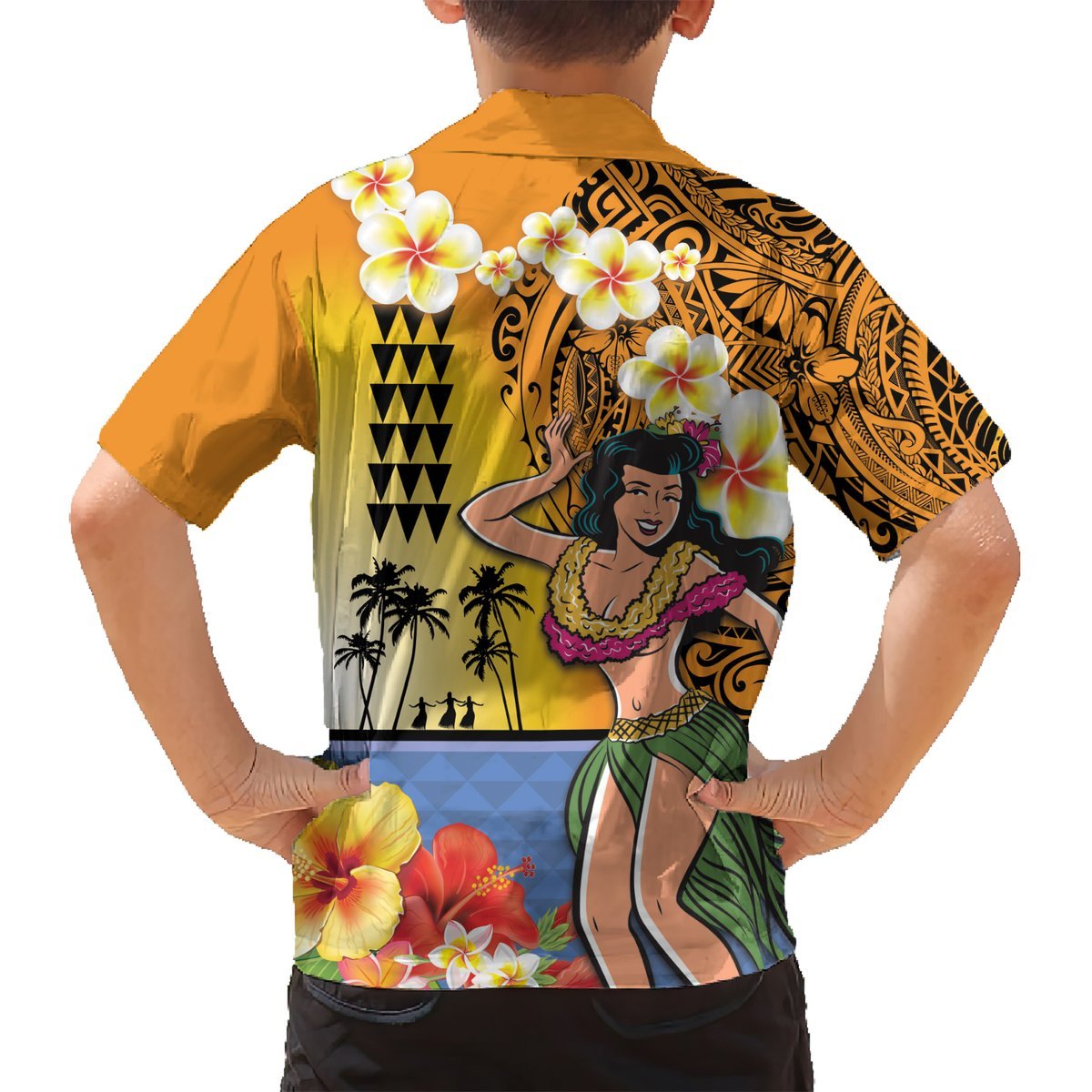 Happy Lei Day Hawaiian Shirt Hula Girl Polynesian Flower Kakau Pattern LT03 - Polynesian Pride