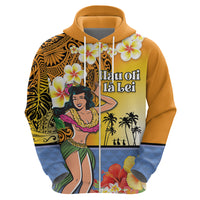 Happy Lei Day Hoodie Hula Girl Polynesian Flower Kakau Pattern LT03 - Polynesian Pride