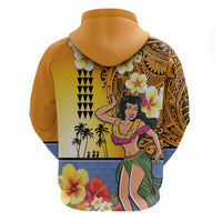 Happy Lei Day Zip Hoodie Hula Girl Polynesian Flower Kakau Pattern LT03 - Polynesian Pride