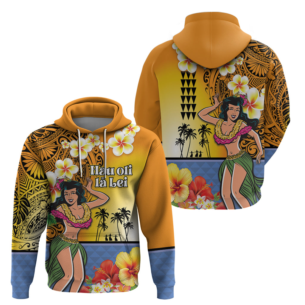 Happy Lei Day Zip Hoodie Hula Girl Polynesian Flower Kakau Pattern LT03 - Polynesian Pride
