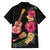 Ukulele mix Polynesian Flower Family Matching Long Sleeve Bodycon Dress and Hawaiian Shirt Hawaiian Tribal Pattern