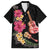 Ukulele mix Polynesian Flower Family Matching Off The Shoulder Long Sleeve Dress and Hawaiian Shirt Hawaiian Tribal Pattern