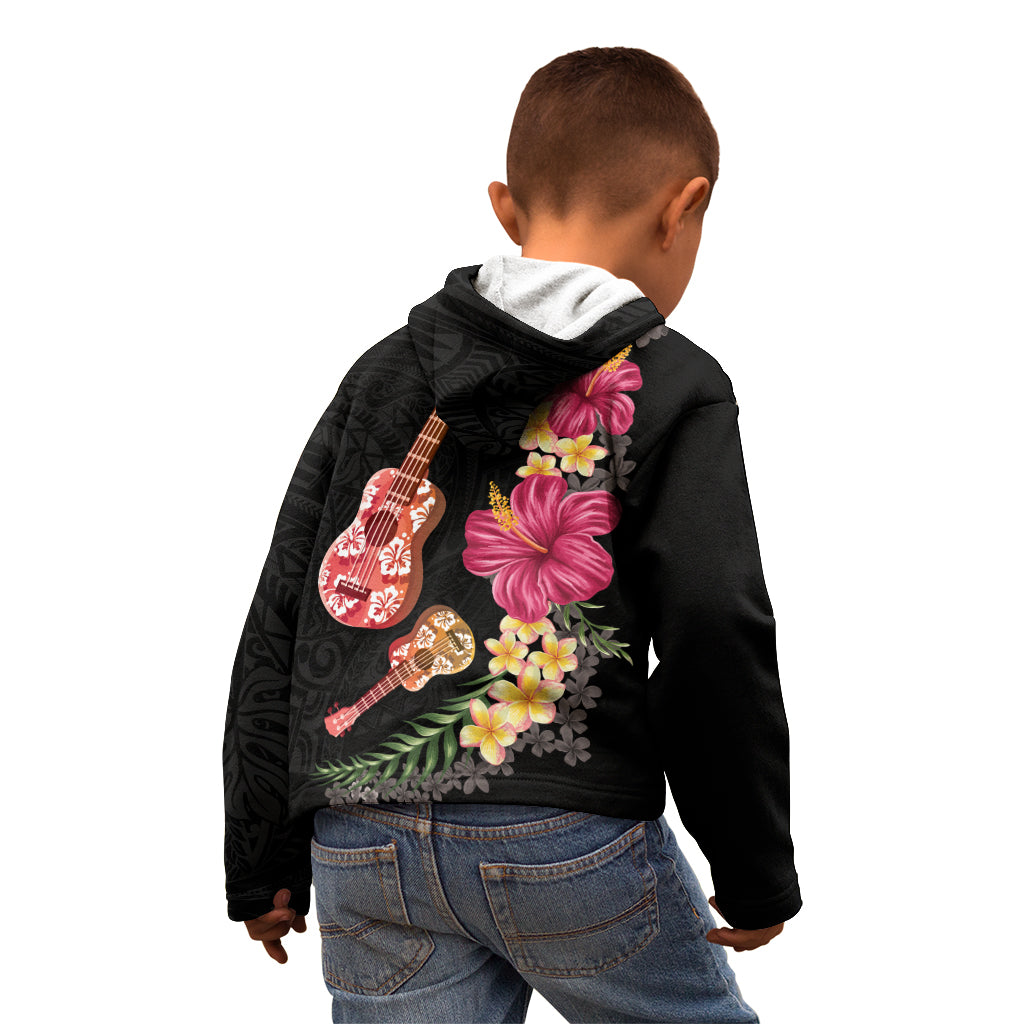Ukulele mix Polynesian Flower Kid Hoodie Hawaiian Tribal Pattern LT03 - Polynesian Pride