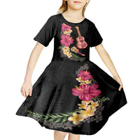 Ukulele mix Polynesian Flower Kid Short Sleeve Dress Hawaiian Tribal Pattern LT03 - Polynesian Pride