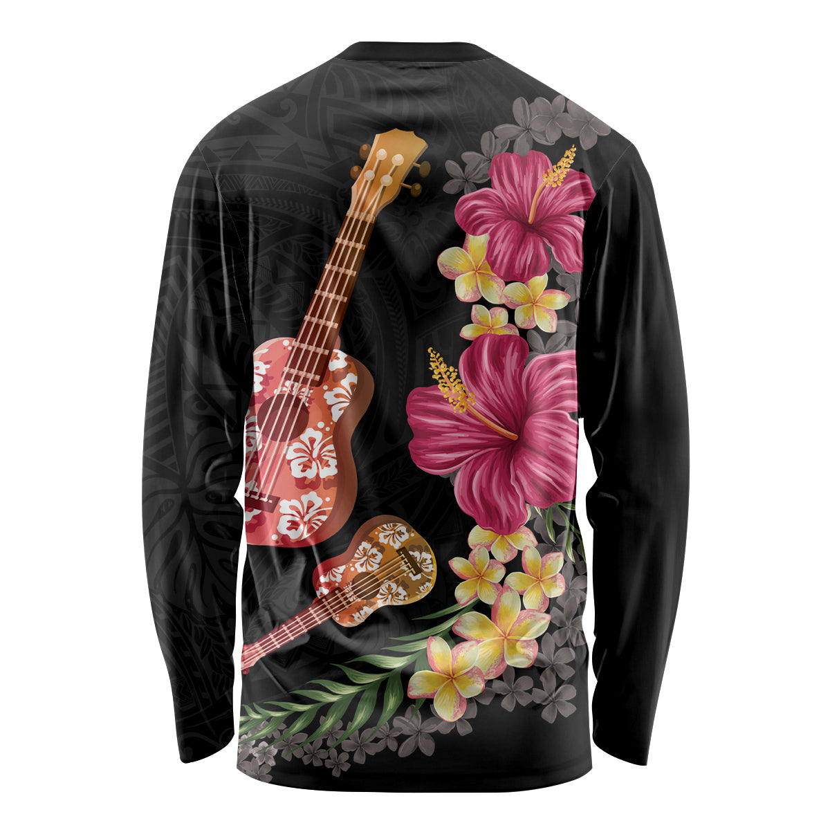 Ukulele mix Polynesian Flower Long Sleeve Shirt Hawaiian Tribal Pattern LT03 - Polynesian Pride