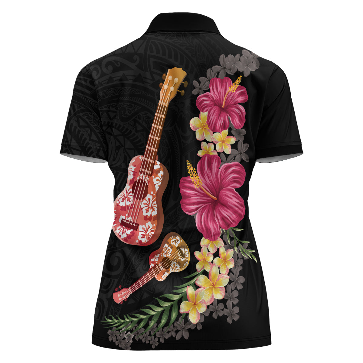 Ukulele mix Polynesian Flower Women Polo Shirt Hawaiian Tribal Pattern LT03 - Polynesian Pride