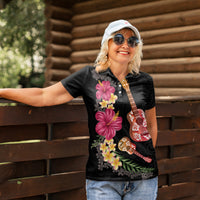 Ukulele mix Polynesian Flower Women Polo Shirt Hawaiian Tribal Pattern LT03 - Polynesian Pride