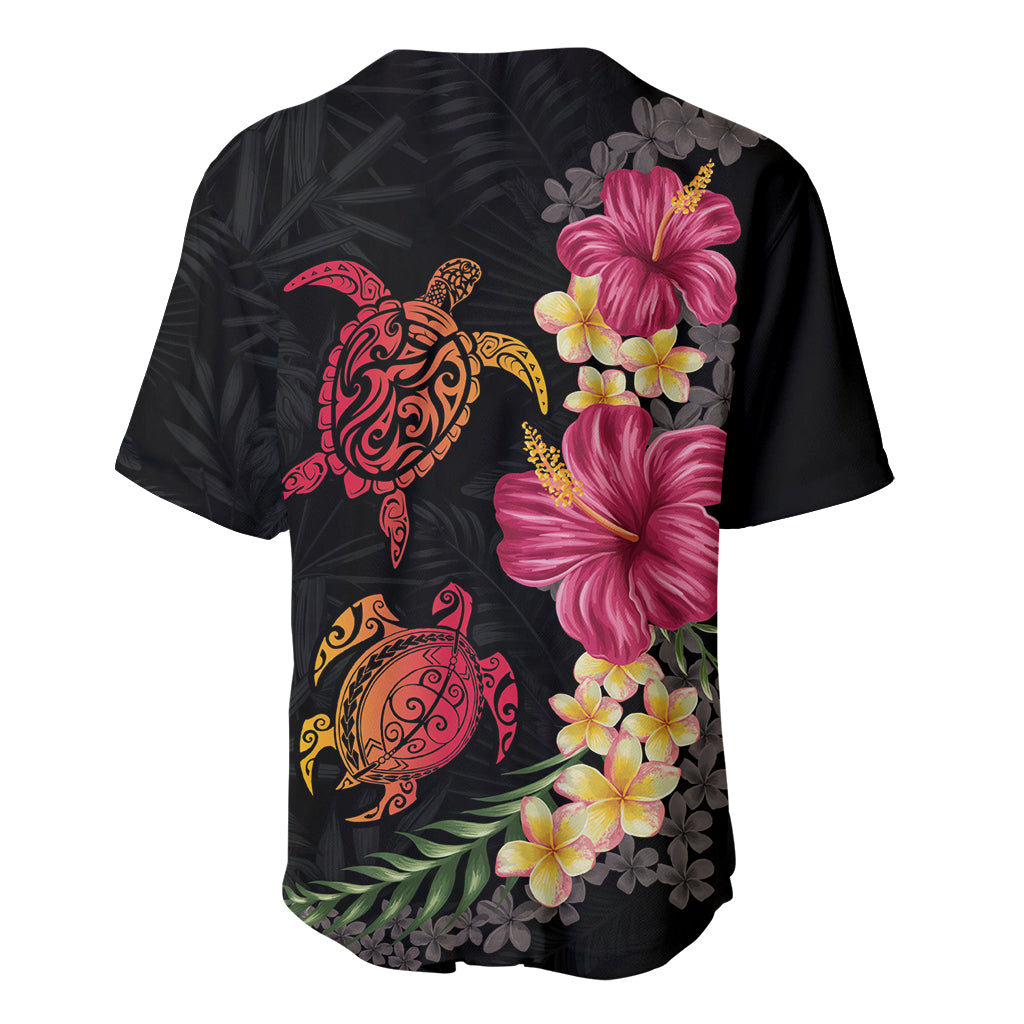 Hawaiian Flower and Tribal Turtle Baseball Jersey Colorful Style LT03 - Polynesian Pride