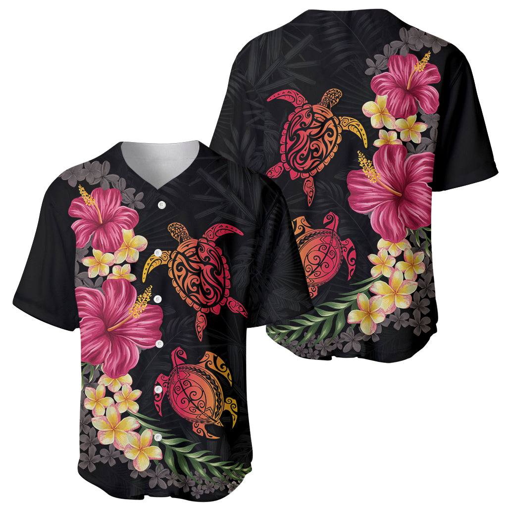 Hawaiian Flower and Tribal Turtle Baseball Jersey Colorful Style LT03 - Polynesian Pride