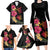 Hawaiian Flower and Tribal Turtle Family Matching Long Sleeve Bodycon Dress and Hawaiian Shirt Colorful Style