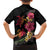 Hawaiian Flower and Tribal Turtle Family Matching Off The Shoulder Long Sleeve Dress and Hawaiian Shirt Colorful Style