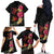 Hawaiian Flower and Tribal Turtle Family Matching Off The Shoulder Long Sleeve Dress and Hawaiian Shirt Colorful Style