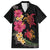 Hawaiian Flower and Tribal Turtle Family Matching Off The Shoulder Long Sleeve Dress and Hawaiian Shirt Colorful Style