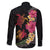 Hawaiian Flower and Tribal Turtle Family Matching Off The Shoulder Long Sleeve Dress and Hawaiian Shirt Colorful Style