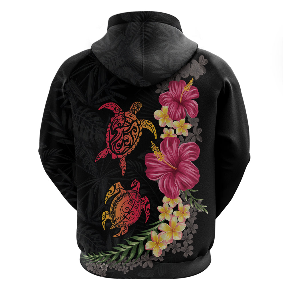 Hawaiian Flower and Tribal Turtle Hoodie Colorful Style LT03 - Polynesian Pride