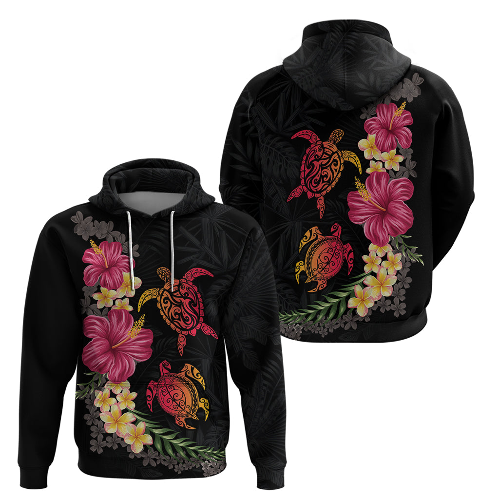 Hawaiian Flower and Tribal Turtle Hoodie Colorful Style LT03 - Polynesian Pride