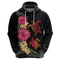 Hawaiian Flower and Tribal Turtle Hoodie Colorful Style LT03 - Polynesian Pride