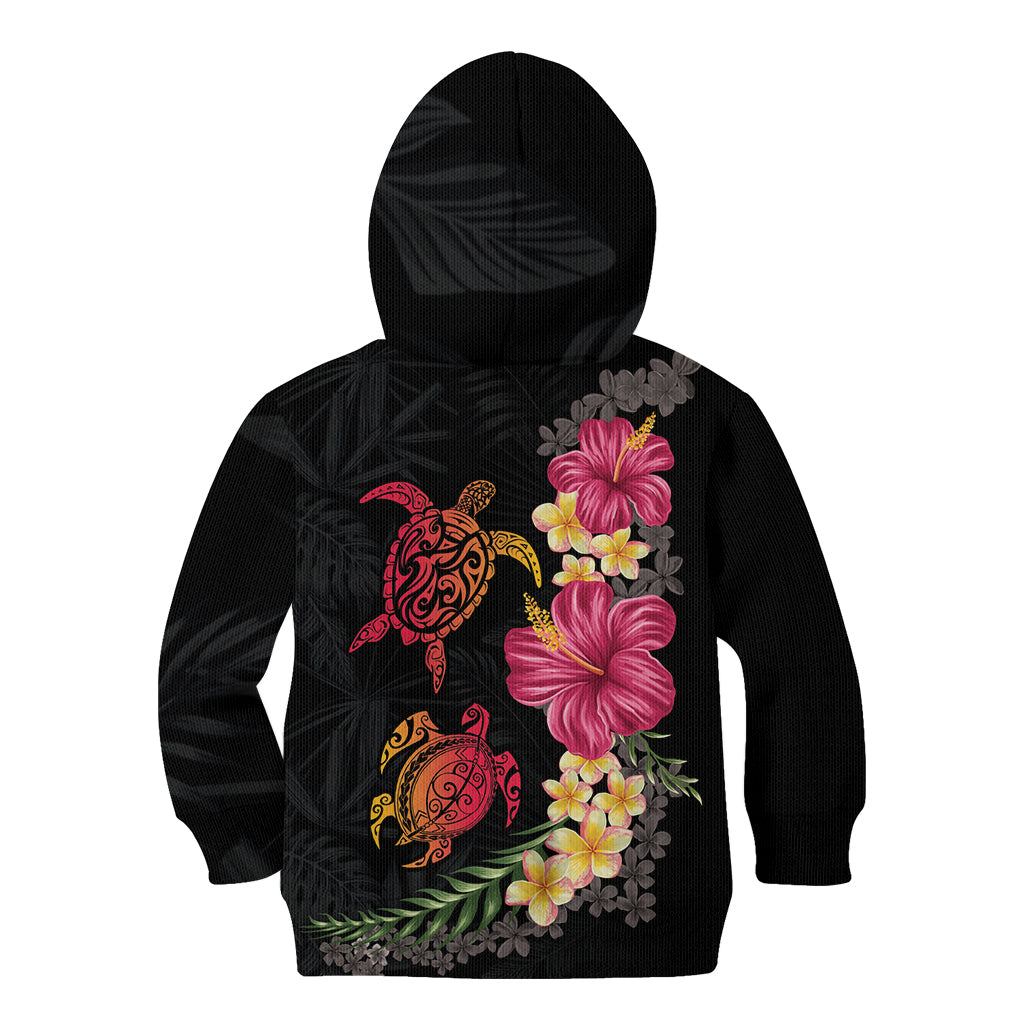Hawaiian Flower and Tribal Turtle Kid Hoodie Colorful Style LT03 - Polynesian Pride