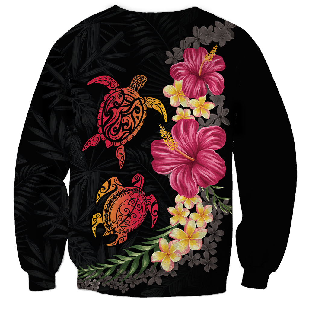 Hawaiian Flower and Tribal Turtle Sweatshirt Colorful Style LT03 - Polynesian Pride